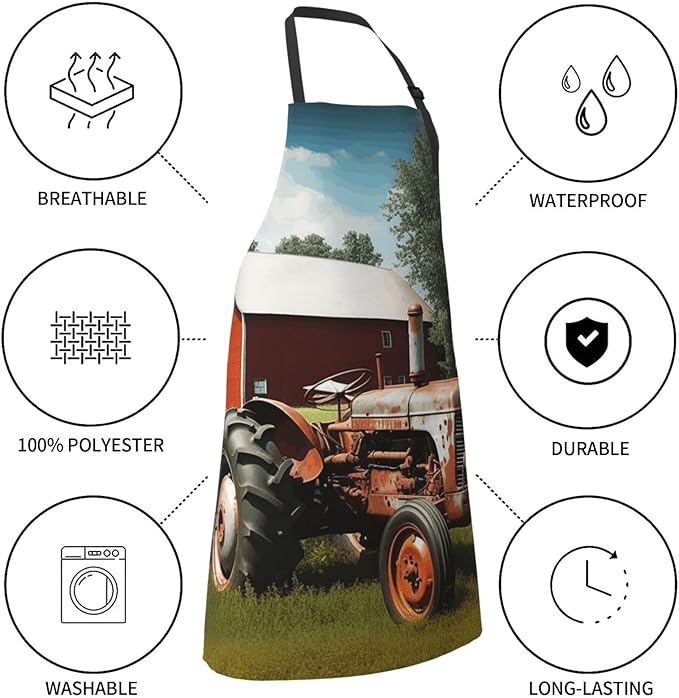 Waterproof Aprons for Women Men Adjustable Bib Cool Electric Guitar Apron Chef Cooking Aprons for Kitchen