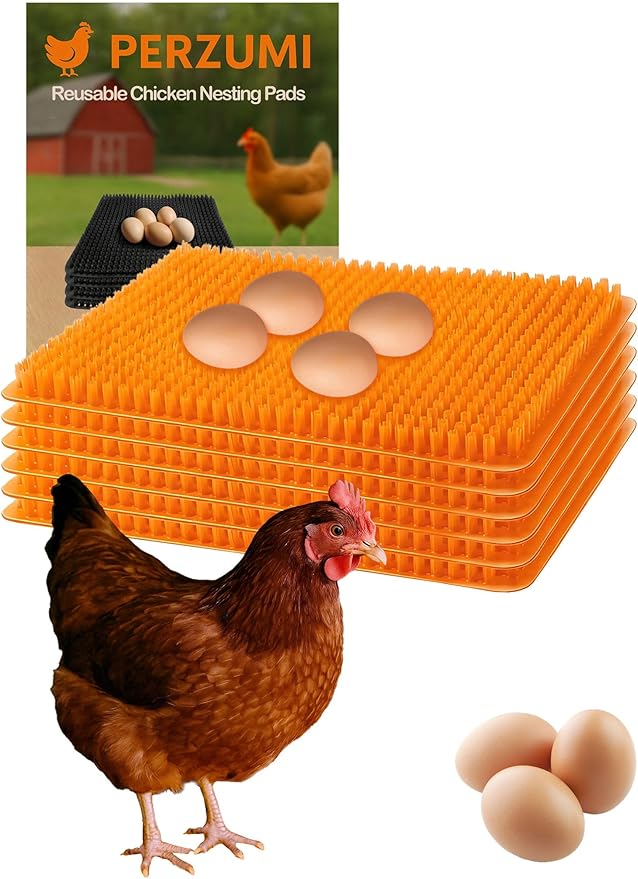 Washable Nesting Pads for Chicken Coop, 4-Pack, 13×11 in Reusable Nest Box Liners, Trim-to-Fit Open-Grid Design for Cleaner Eggs (Yellow)