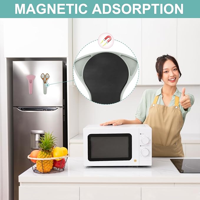 uxcell Magnetic Scissor Holder, 7.48" x 3.46" Plastic Scissors Cover Durable Waterproof Protector Portable with Round Magnetic Absorber for Kitchen Shears, Gray