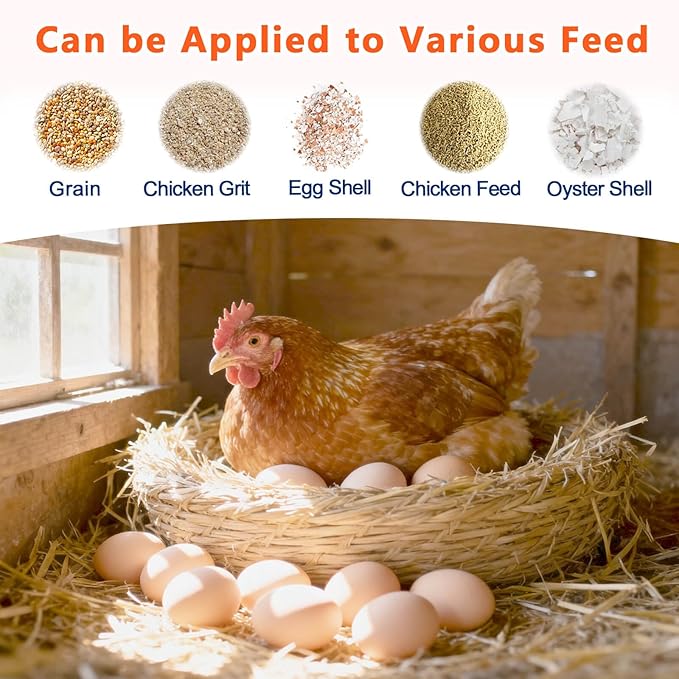 2 Pack Chicken Feeder,Large Capacity Oyster Shell Feeder with Lid,Metal Chicken Grit and Oyster Shell Feeder with 1 Scoop,Heavy-Duty Chicken Coop Accessories Rust Proof