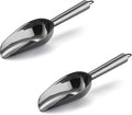 Mini Ice Scoop Set of 2, E-far 3 Ounce Platinum Black Stainless Steel Scoops for Candy/Flour/Sugar, Small Metal Scoops for Party/Canisters Jars/Kitchen Bar/Ice Maker, Rust Proof & Dishwasher Safe