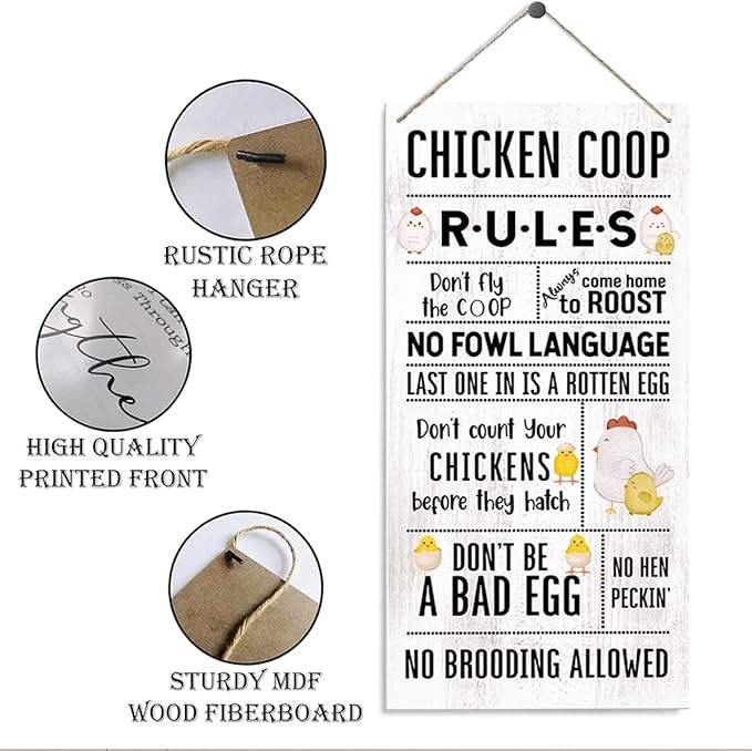 Chicken Coop Sign, Farm Decor, Chicken Hen House Decor, Decorative Wood Hanging Wood Plaque, Rustic Home Decoration, Farmhouse Hanging Decoration for Indoor Outdoor