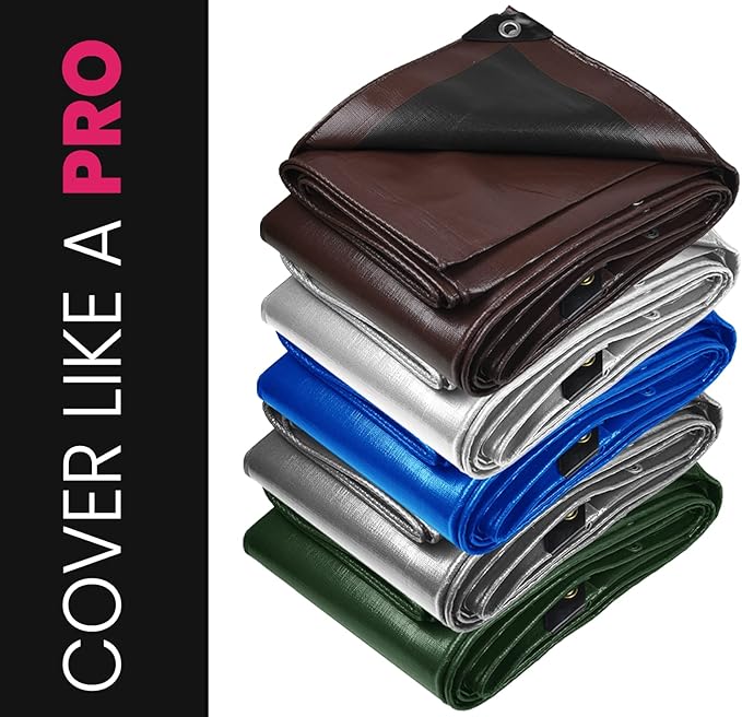 PROTARP Extreme Heavy Duty 22 Mil Tarp Cover, Waterproof, UV Resistant, Rip and Tear Proof, Poly Tarpaulin with Reinforced Edges for Roof, Camping, Patio, Pool, Boat. (Green/Black 20′ X 30′)