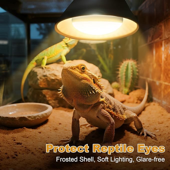 2Pack Reptile Heat Lamp Bulbs, 100W Reptile Heat Emitter Basking Spot Light, UVA Daylight Heat Lamp Bulbs for Chickens Coop Reptiles Pets Brooder Use