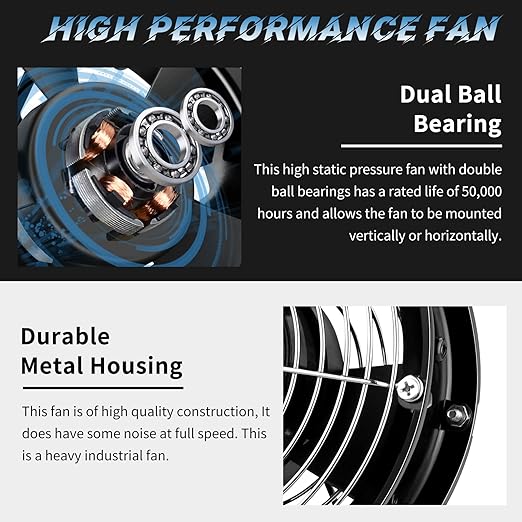 High Speed Axial Muffin Fan 172mm x 150mm x 51mm with Switch 110V 120V for DIY Cooling Ventilation Exhaust Projects for Chicken Coop、Crawl Space、Industrial、Doorway 、Server