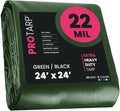 PROTARP Extreme Heavy Duty 22 Mil Tarp Cover, Waterproof, UV Resistant, Rip and Tear Proof, Poly Tarpaulin with Reinforced Edges for Roof, Camping, Patio, Pool, Boat. (Green/Black 24′ X 24′)