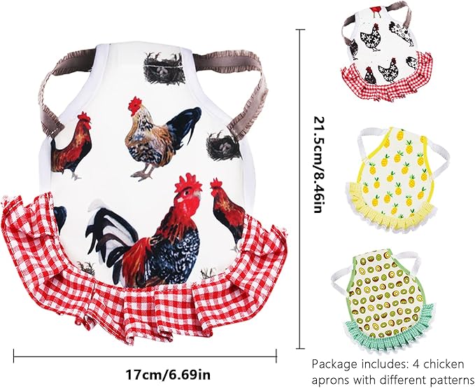 Chicken Saddles, 4 PCS Hens Saddles for Hen Apron for Poultry Protector Feather Fixer Supplies