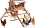 Chicken Perch for Coop, 3 in 1 Design-Nesting Box with All Weather PVC Roof+Perches+Swing, Indoor & Outdoor Roosting Bar