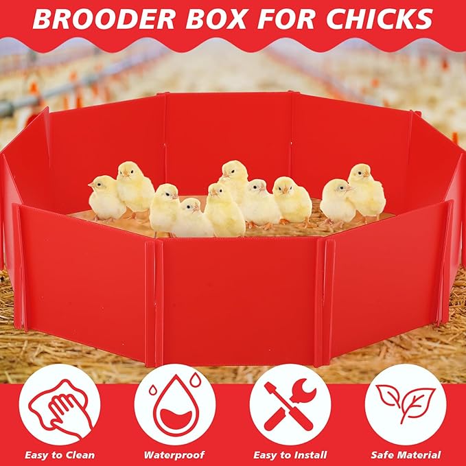 8 Pcs Brooder Box for Chick Starter Kit Include Brooder Heating Plate Chicken Pen Chicken Waterer Feeder Perch Flip Top Poultry Feeder Brooding Box Heat Poultry Waterer for Chick Duck