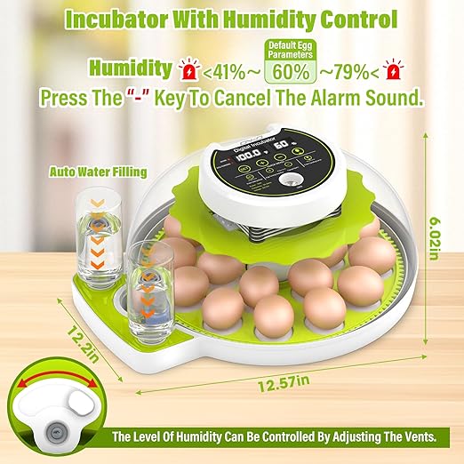 Egg Incubator with Automatic Egg Turning and Humidity Control, Chicken Incubators for Hatching Eggs, Holds 18 Eggs Encabulator for Chicken, Suitable for Hatching Chickens, Quails, Ducks,Parrots,Geese