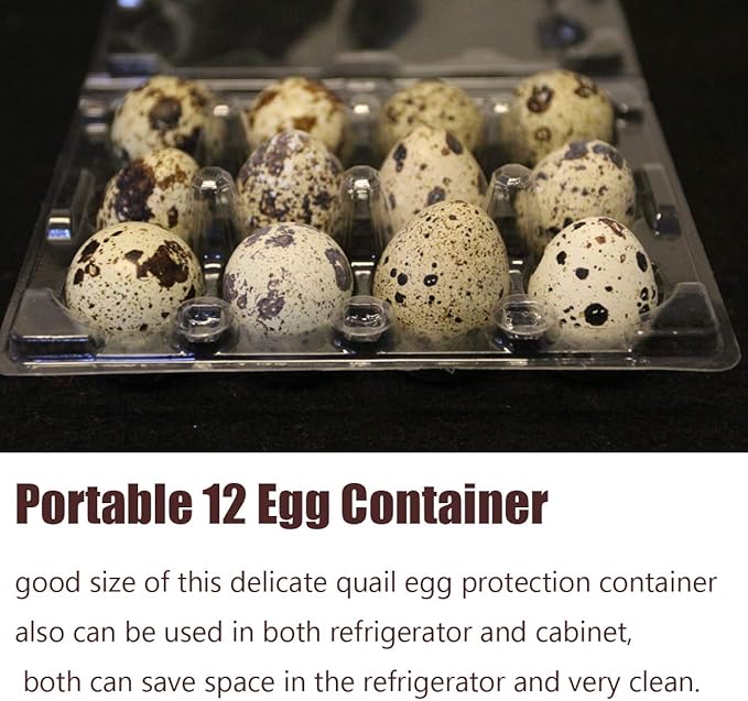 Loving Basso 100 PCS Quail Egg Cartons Plastic Bulk,12 Grids Clear Storage Holders with Lids and Rubber Band,Reusable Quail Eggs Carton Trays for Quail,Pheasant,Pigeon Eggs