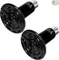 YSSOA Ceramic Heat Emitter Bulb 100W Reptile Heat Lamp 2 Pack No Light Emitting Pet Heating Bulb for Lizards, Bearded Dragons, Turtles, Chickens, 24/7 Safe Heat