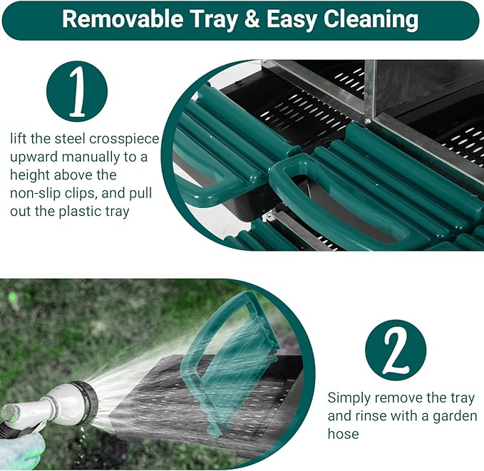 8 Holes Chicken Nesting Box, Galvanized Steel Roll Away Nest Boxes with Lid Cover and Legs, Nesting Box for Chickens Laying Egg, Green