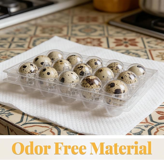 Kisangel 30pcs 15 Grids Clear Quail Egg Carton - Plastic Quail Egg Storage Holder with Lid - Reusable Dispenser Holder for Small Pigeon Pheasant Egges