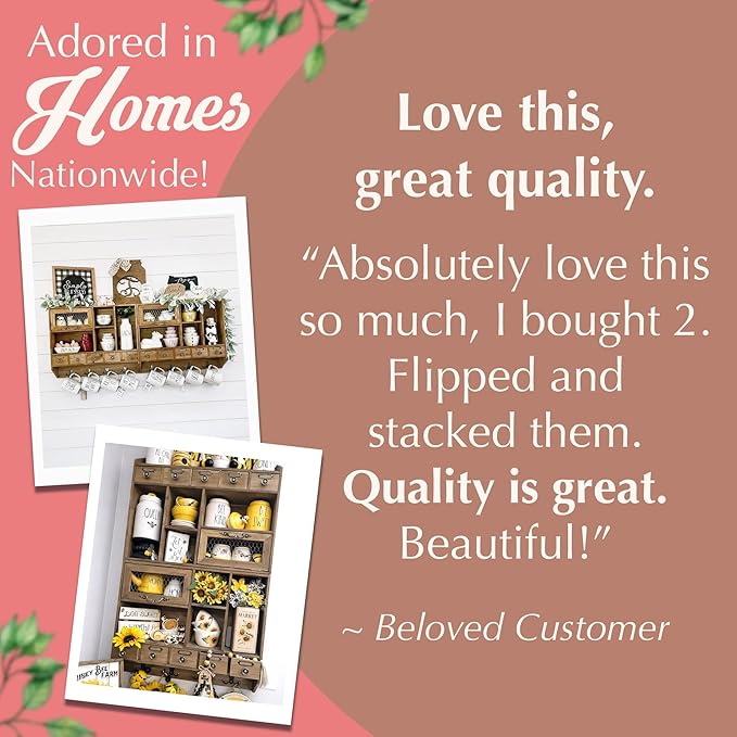 Felt Creative Home Goods Farmhouse Medicine Cabinet Organizer – Rustic Chicken Wire Wall Shelf with Hooks | Apothecary Shelf & Bathroom Wall Cabinet for Vintage Storage Farmhouse Shelves
