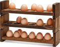 Wenqik Wooden Egg Holder 3 Layer Egg Rack for 36 Eggs Stackable Egg Storage for Countertop Egg Tray Egg Organizer Rustic Kitchen Decoration Uneven Color Wooden Crafts, Need to Assemble