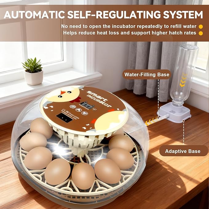 Series I - Automatic 12-Egg Incubator for Beginners, Auto Egg Turn, Steady Self-Regulating Humidity & Consistent Temperature Control for Hatching Chicken, Goose, Duck, Quail, Pigeon, and Turkeys