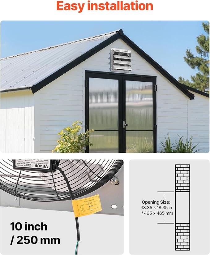 VEVOR 18'' Exhaust Fan, Wall Mounted Attic Fan with Variable Speed, 2200 CFM, Automatic Shutter, Ventilation and Cooling, Silver, Fan Only
