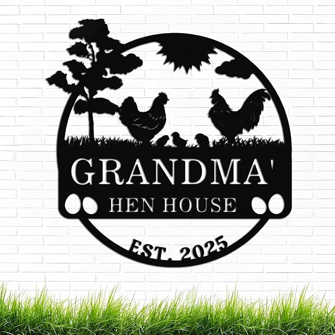 Personalized Chicken Coop Sign – Custom Metal Name Farm Sign, Outdoor Hen House Décor, Rustic Garden Lawn Plaque, Customizable Chicken Farm Sign with Name & Established Date, Unique Gift