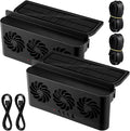 2 Pack Solar Powered Car Exhaust Fan 3 Fans Car Window Air Vent Radiator Solar Energy Cooling Vent Exhaust for General Types(Solar & Battery & USB 3 Fans,Black)