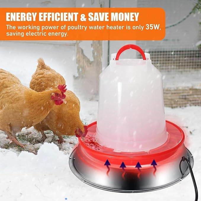 Heated Chicken Waterer Base for Winter, Outdoor Heated Chicken Poultry Bath Drinking Water, Outside Heating Poultry Feeder for Poultry Lovers (Sliver, 15in)