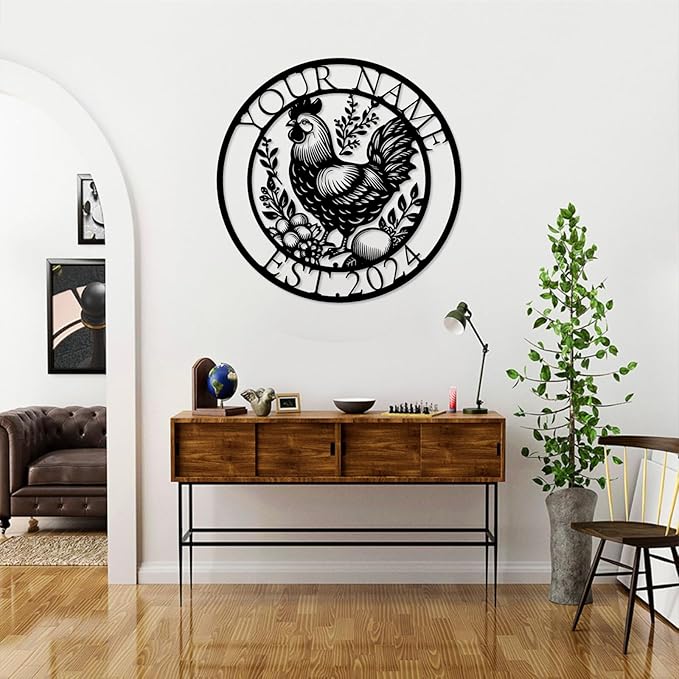 Personalized Chicken Coop Metal Sign,Custom Chicken Farm Metal Wall Art,Personalized Chicken MetalSign, Metal Chicken Farmhouse Sign,Hen House Sign, Funny Chicken Farm Decor (Style A)