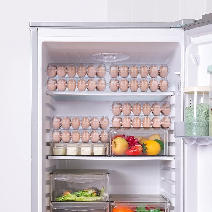 MIVIDE Plastic Egg Cartons Bulk, 36 Packs Empty Clear Plastic Egg Carton Holds Up to 12 Eggs, Reusable Chicken Egg Tray Holders for Family Pasture Chicken Farm, Business Market Display, Storage