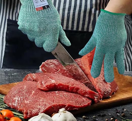 Cutting Gloves, 1 Pairs of Cut Resistant Gloves Food Grade, Cut Resistant Gloves for Kitchen, Oyster Shucking, Fish Fillet Processing, Carving Wood and Gardening(Large-Green)