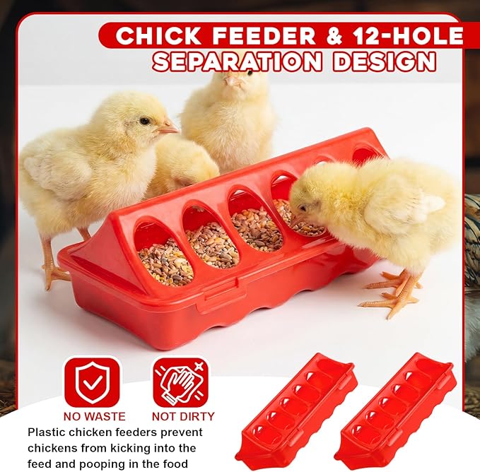 9 Pcs Chick Feeder and Waterer Kit Feeding Supplies with Mini Perch Chicken Starter Kit Small Chick Brooder Box for Chicken Duck Quail Coop Small Poultry