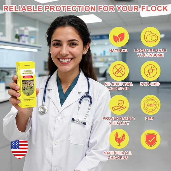 Yakucho Dewomax for Chickens, Digestive Support Liquid - Natural Gut Balance Formula for Chickens, Egg Safe, Easy to Aadminister – 5 mL