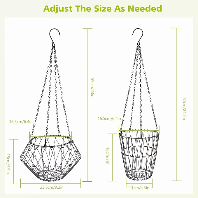 Hanging Chicken Feeder Accessories, Foldable 6.5Inch Large Poultry Vegetable Fruits Feeder Basket with 4pcs Hanging Chain, Veggie Treat Ball Boredom Toys for Chicken/Hens/Duck/Rabbits' Coop