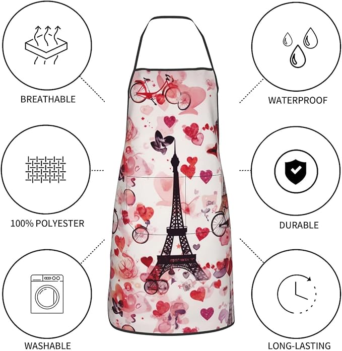 Cute Colorful Dog Paw Printed Unisex Bib Aprons BBQ Cooking Kitchen Aprons for Women Men Chef