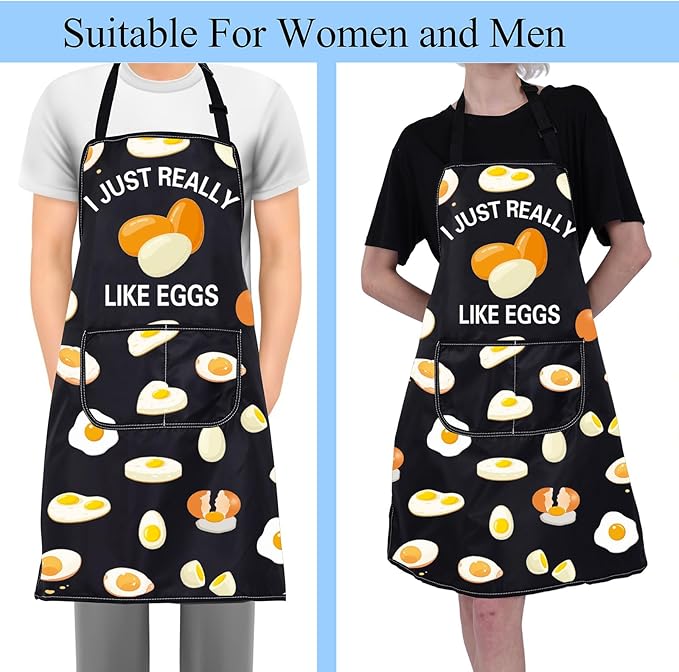 FUSTMW I Just Really Like Eggs Apron Egg Lover Gifts Cute Egg Gifts Cooking Kitchen Chef Baking BBQ Apron with Pockets