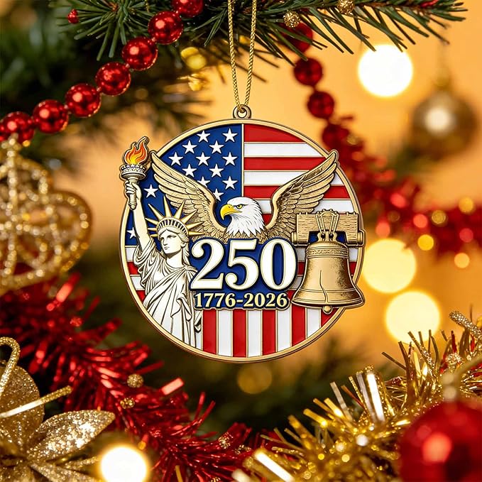 250 Years of America Semiquincentennial Ornament, 2D Acrylic 1776-2026 Patriotic Anniversary Decor, US Independence Day Commemorative Gift/July 4/Veterans Day, Exchange Keepsake