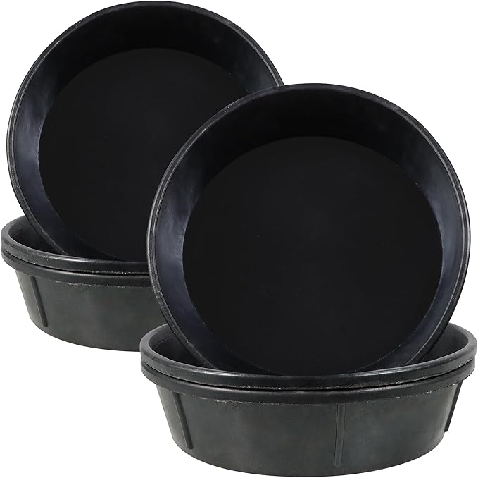 6Pcs Rubber Feeder Pan 3 Gallon/12 Quart Heavy Duty Rubber Horse Feed Bucket, Deep Rubber Feeding Water Bowl Chicken Dust Bath Tub Container for Livestock Goat Pig Dog Duck Fram Small Animals