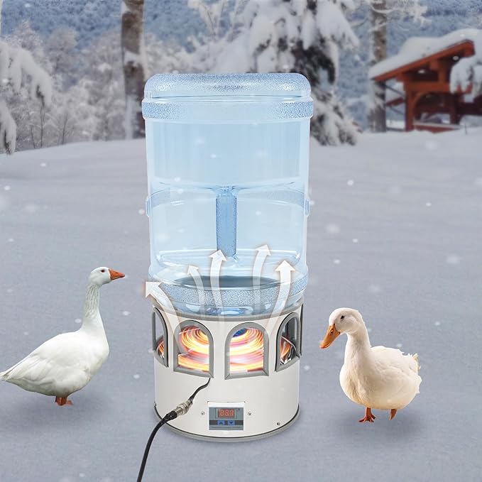 Chicken Water Heater, Heated Water Bowl for Chickens, Chicken Water Heater with 5 Gallon Bucket, All-Season Heated Poultry Waterer for Chickens and Ducks