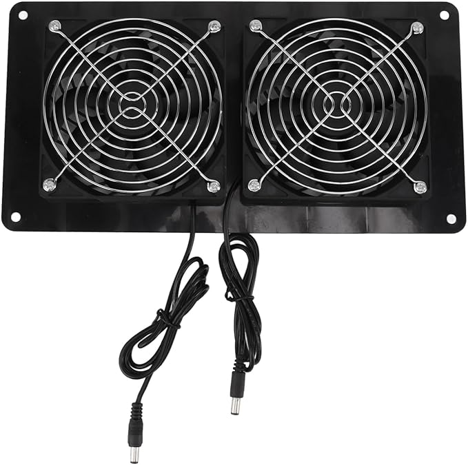 Solar Exhaust Fan, 10w Dual Fans Design Solar Ventilation Fan, Solar Powered Fan for Greenhouse Shed Barn Chicken Coop Pet House Cooling