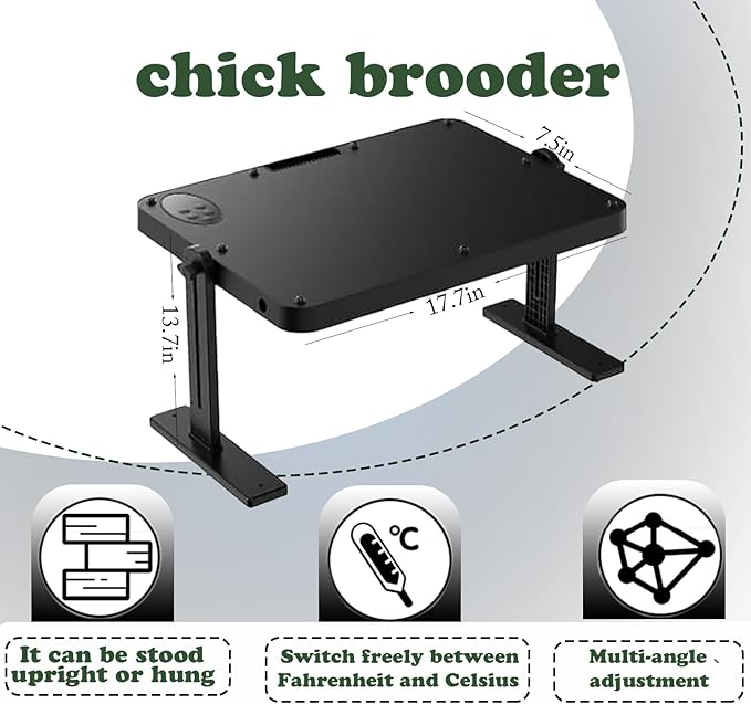 Chicken coop Heater,with Adjustable Temperature Remote Control and Timer,Adjustable Height and Angle Chicken Heater,86-185 Control Temp+12 Hour Timer,Ideal for Chicken Coops Poultry Heating,16"x12"