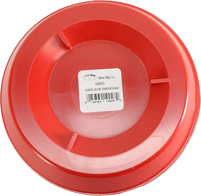 Little Giant® Screw-On Poultry Waterer Base | Heavy Duty Plastic Water Tray Base for Container | Chicken Waterer Screw on Base (Red, 1 Count)