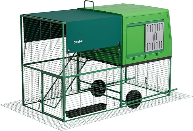 Durable Plastic Tall Chicken Coop with Run Outdoor - Portable Easy Assembly Chicken House with Insulated Besting Boxes, Waterproof Cover, Clean Drawer, Mobile Wheels (Standard)