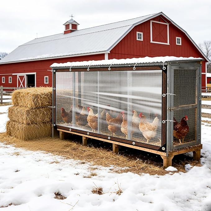 Heavy-Duty Clear Tarp for Chicken Coop 9x12 FT All-Weather Waterproof PVC Cover with Metal Grommets for Chicken Run, Greenhouses, Patios, Farm Sheds & Outdoor Projects