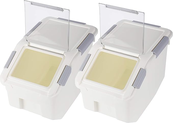 EonTone [2-Pack] 22 lbs Grain Storage Container, 10L Airtight Food Bin with Wheels for Flour,Rice, Pet Food