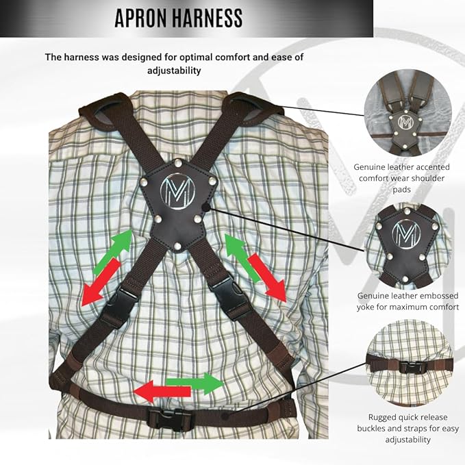 Mt Diablo 16oz - Woodworking Apron - Work Apron with Duck Weave Paraffin Waxed Canvas, Genuine Leather - Fits XS-XL