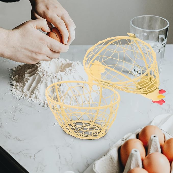 PRETYZOOM Chicken Basket for Eggs Wire Egg Holder Farm Fresh Egg Storage Container Decorative Chicken Styling Decoration for Kitchen and Dining