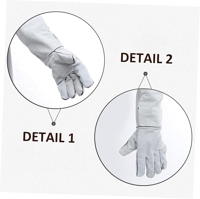Kisangel 1pair Thickened Cowhide Protective Gloves for Pet Handling Welding and Gloves Comfortable Grip for Heavy Duty Use