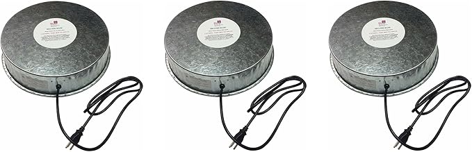 Farm Innovators 125 Watt Heated Base for Double Wall Metal Poultry Founts with 35 Degrees Fahrenheit Temperature and Below, 3 Pack, Metallic