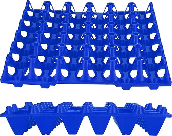 Pwshymi Plastic Egg Flats Stackable 30 Cell Holder Tray for Egg Storage Transport Home Farm Supplies for Chicken Egg-5PCS (Blue)