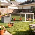 20.93ft² Large Wooden Chicken Coop Outdoor Hen House with Nesting Box & Weatherproof Asphalt Roof, Walk-in Poultry Cage with Secure Locks, Metal Mesh Run for Backyard Farm Use