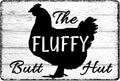 Chicken Coop Signs Metal Tin Decor - Vintage Farm Outdoor Wall Art, Funny Yard Kitchen Gifts for Chicken Lovers - Fluffy Butt Hut Chicken Signs for Barn, Coop Accessories 8x12 Inch