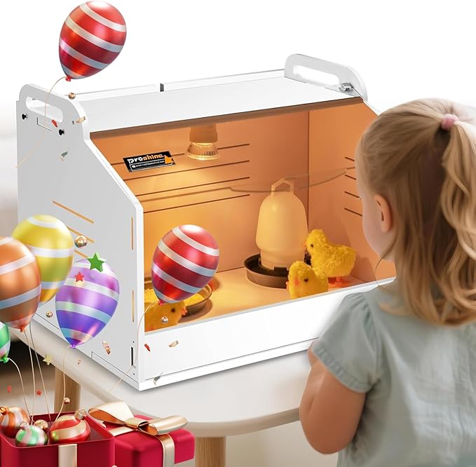 Chicken Brooder Box for Chicks, Quail Brooder with Heating Lamp, 2 Mode Thermometers Warms Up to 10 Chicks for Duckling Parrot Lizard